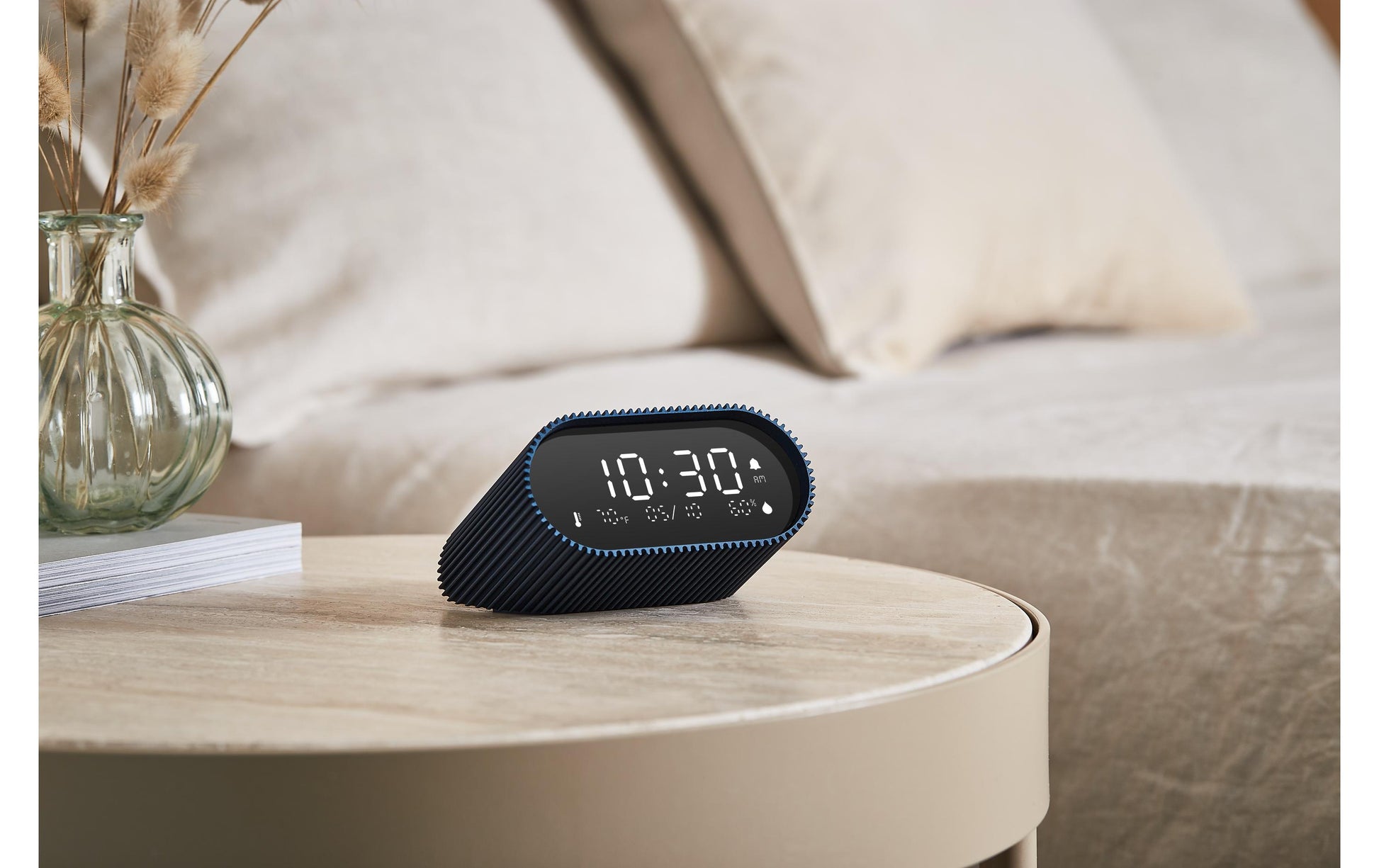 Lexon Wecker Ray Clock – digital, blau, Aluminium, Schlummerfunktion, Thermometer