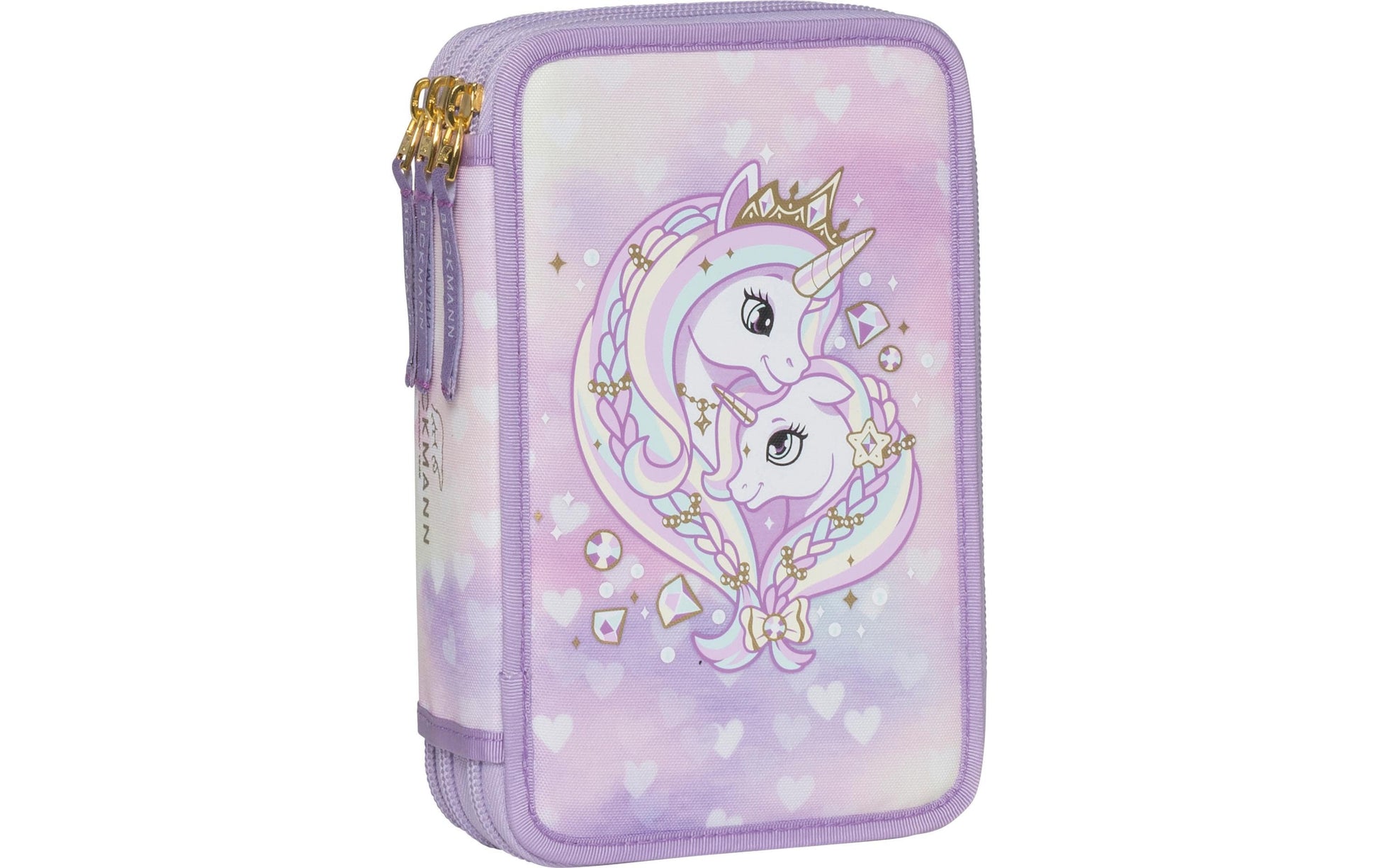 Beckmann Classic Etui Triple, gefüllt, 28-teilig – Unicorn Princess – Polyester – 20,5 × 7,0 × 12,0 cm