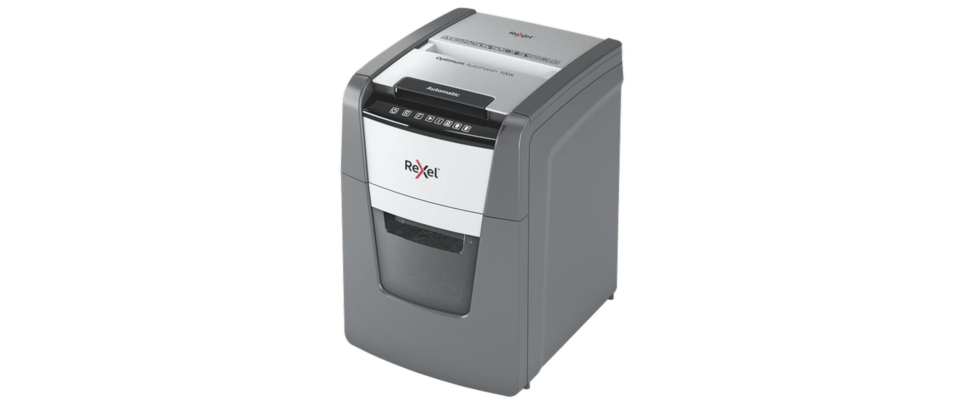 Rexel Optimum AutoFeed+ 100X – Aktenvernichter mit Autofeed 100 Blatt, DIN P-4, Partikelschnitt 4 × 28 mm, 34