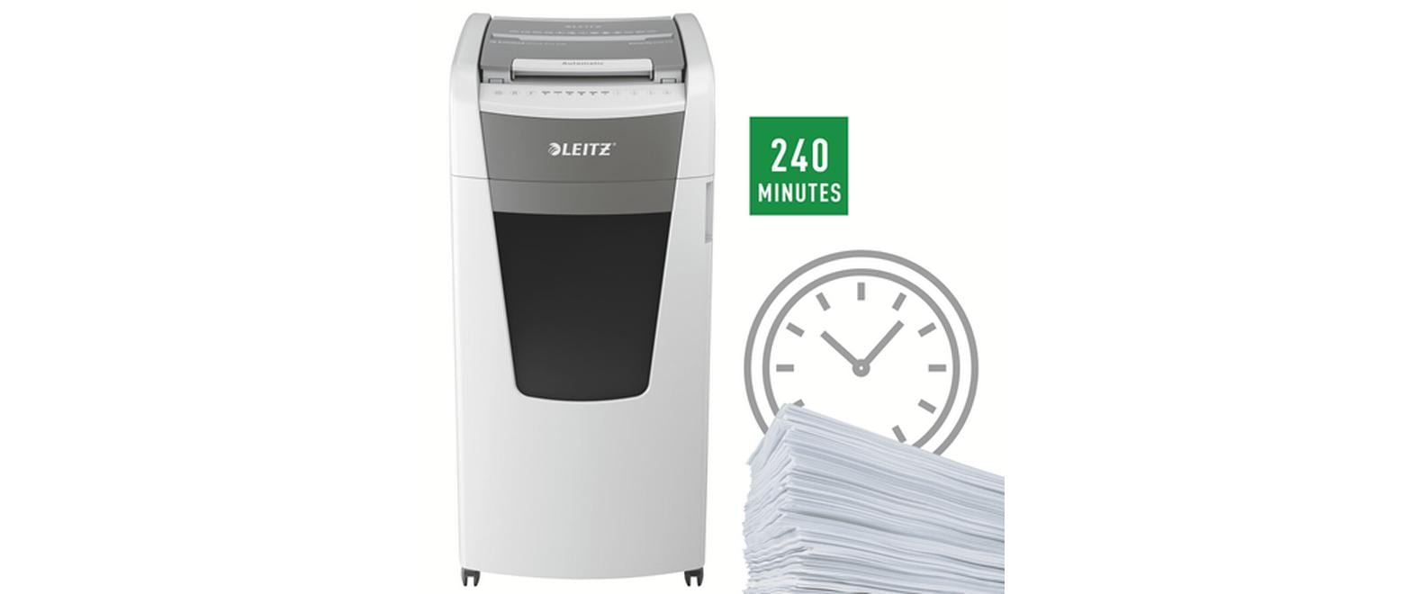 Leitz bürogeräte Leitz IQ Autofeed Office600 – Aktenvernichter mit Autofeed, DIN P-5, Mikroschnitt 2 × 15 mm, 100 Blatt, 34 l