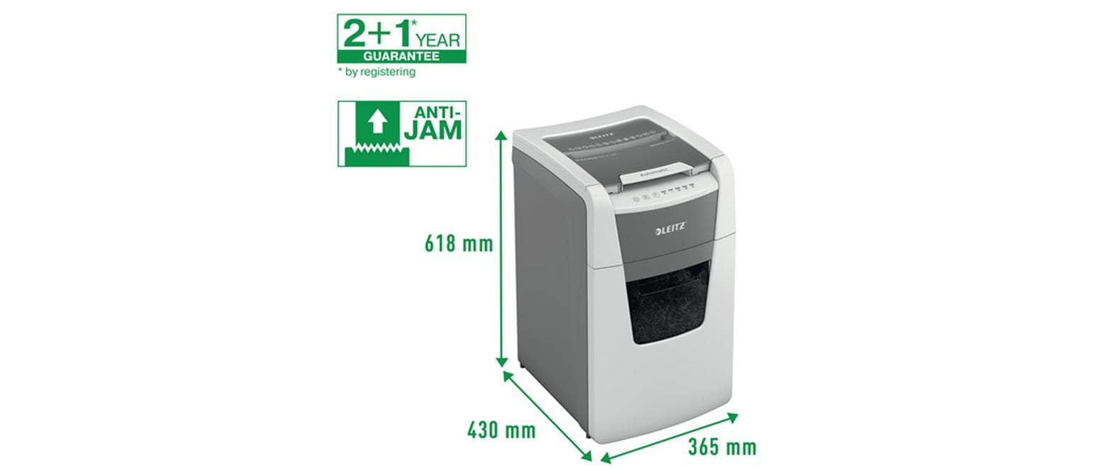 Leitz bürogeräte Leitz IQ Autofeed Office150 – Aktenvernichter mit Autofeed 150 Blatt, DIN P-4, Partikelschnitt 4 × 28 mm, 44 l