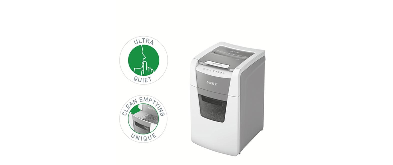 Leitz bürogeräte Leitz IQ Autofeed Office150 – Aktenvernichter mit Autofeed 150 Blatt, DIN P-4, Partikelschnitt 4 × 28 mm, 44 l