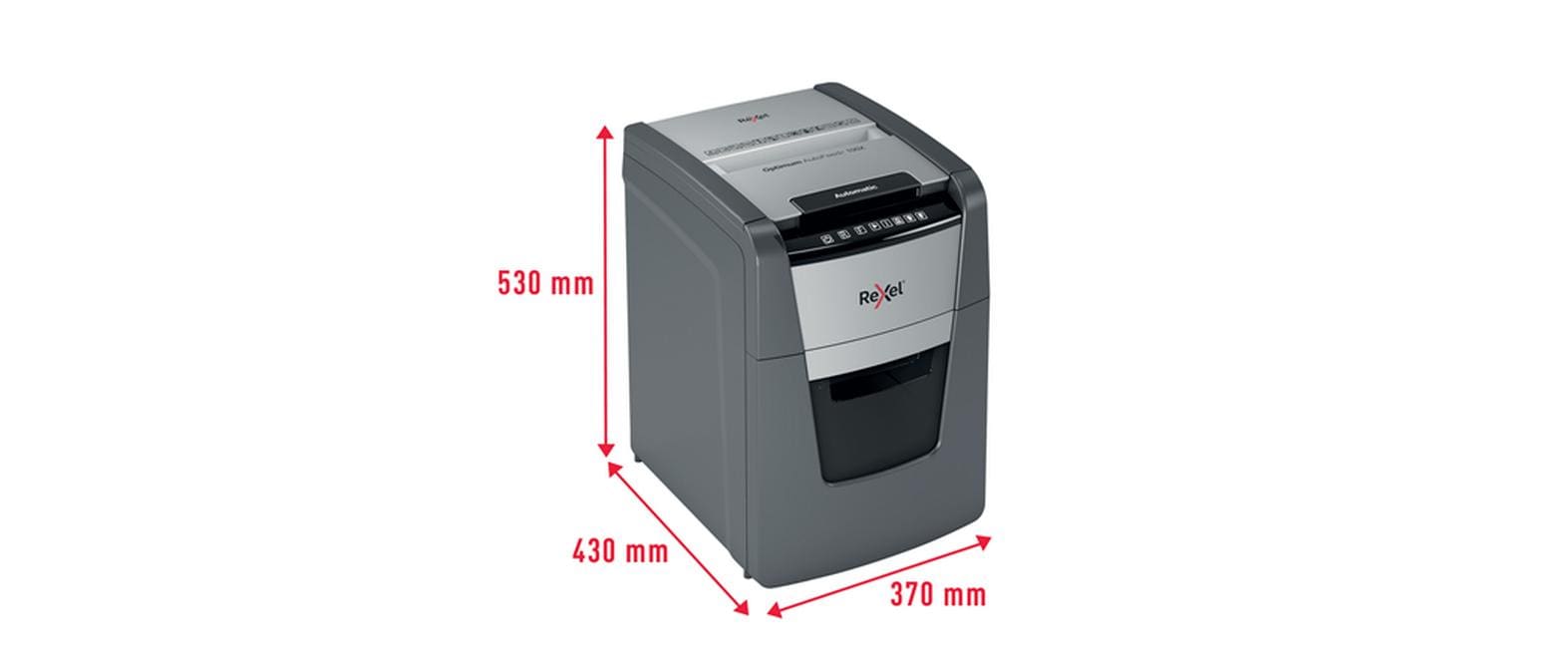 Rexel Optimum AutoFeed+ 100X – Aktenvernichter mit Autofeed 100 Blatt, DIN P-4, Partikelschnitt 4 × 28 mm, 34