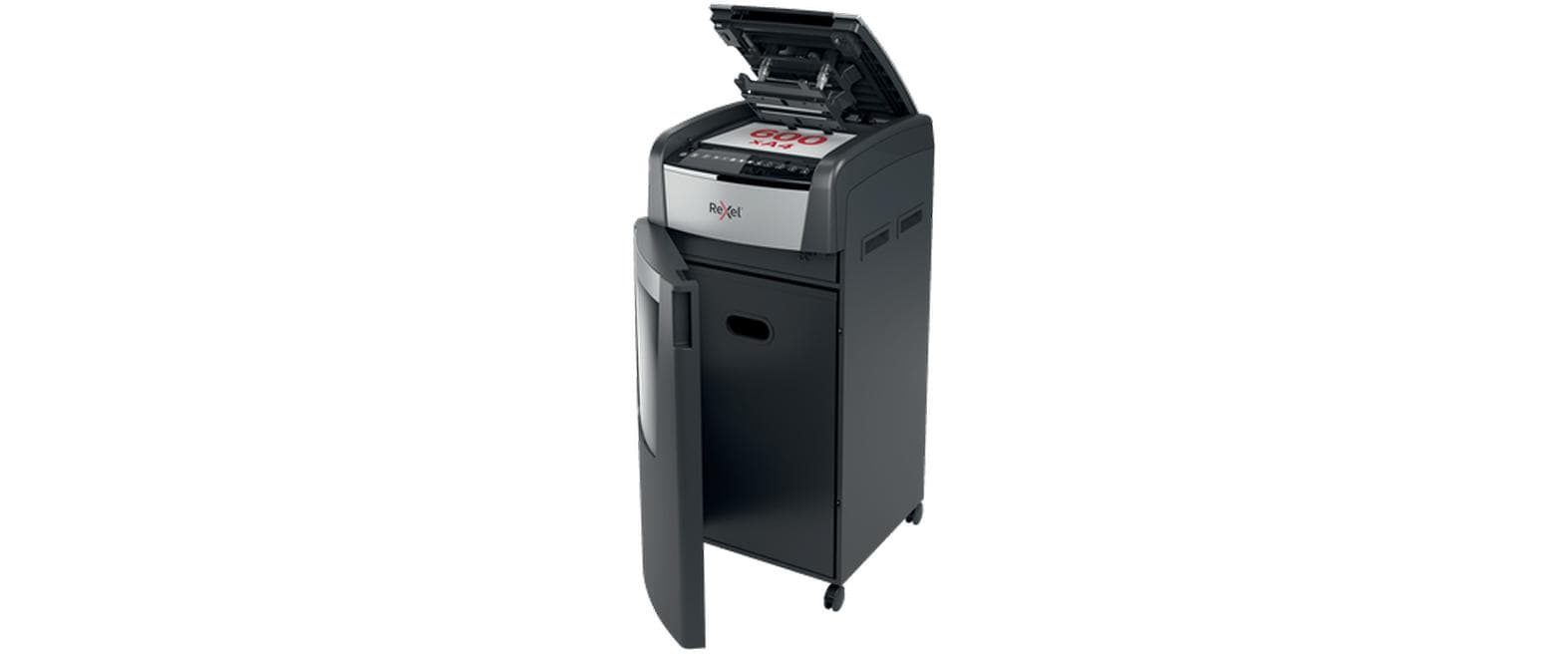 Rexel Optimum AutoFeed+ 600M – Aktenvernichter mit Autofeed 600 Blatt, DIN P-5, Mikroschnitt 2 × 15 mm, 110 l