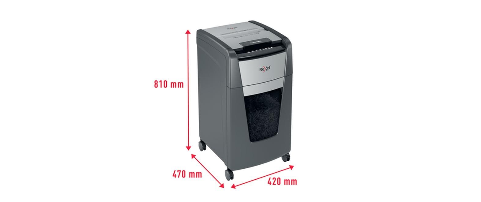 Rexel Optimum AutoFeed+ 225X – Aktenvernichter mit Autofeed 225 Blatt, DIN P-4, Partikelschnitt 4 × 25 mm, 60