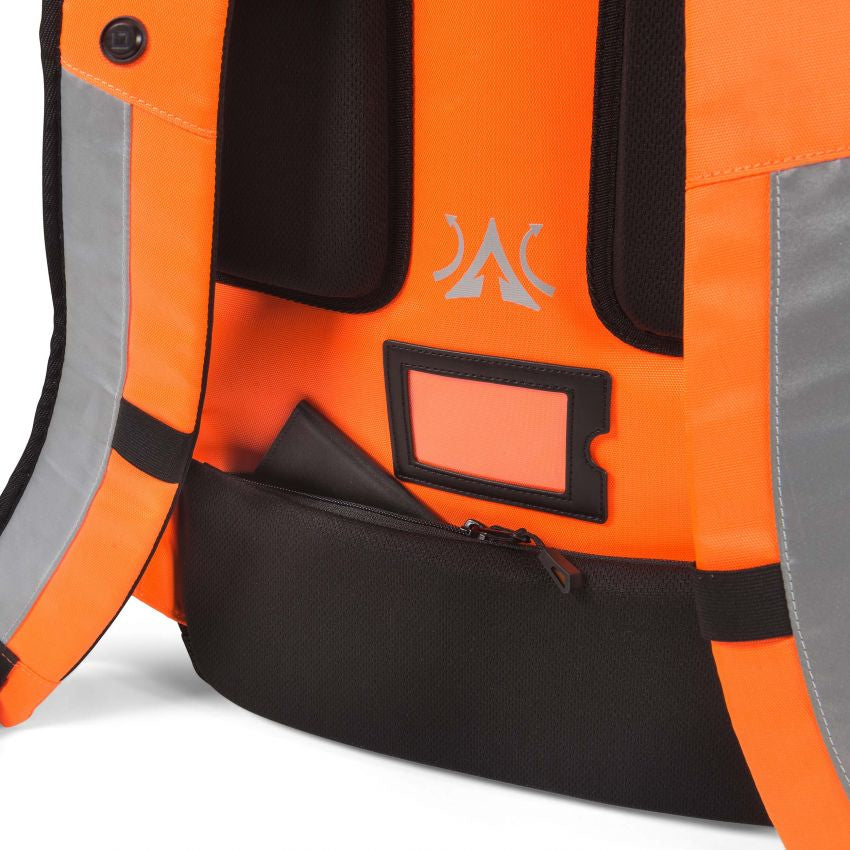 DICOTA Rucksack HI-VIS – Notebook-Rucksack – 25 l, rPET, orange, Reflexstreifen