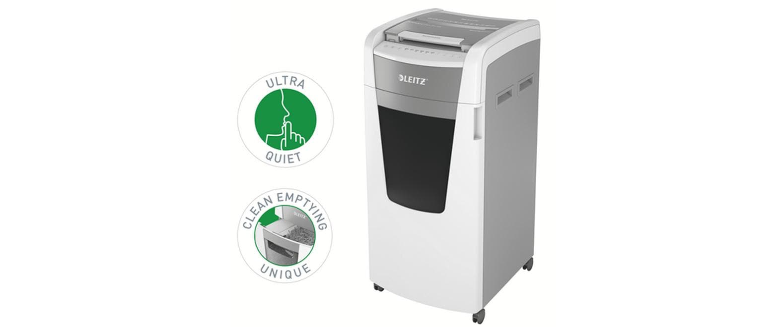 Leitz bürogeräte Leitz IQ Autofeed Office600 – Aktenvernichter mit Autofeed, DIN P-5, Mikroschnitt 2 × 15 mm, 100 Blatt, 34 l
