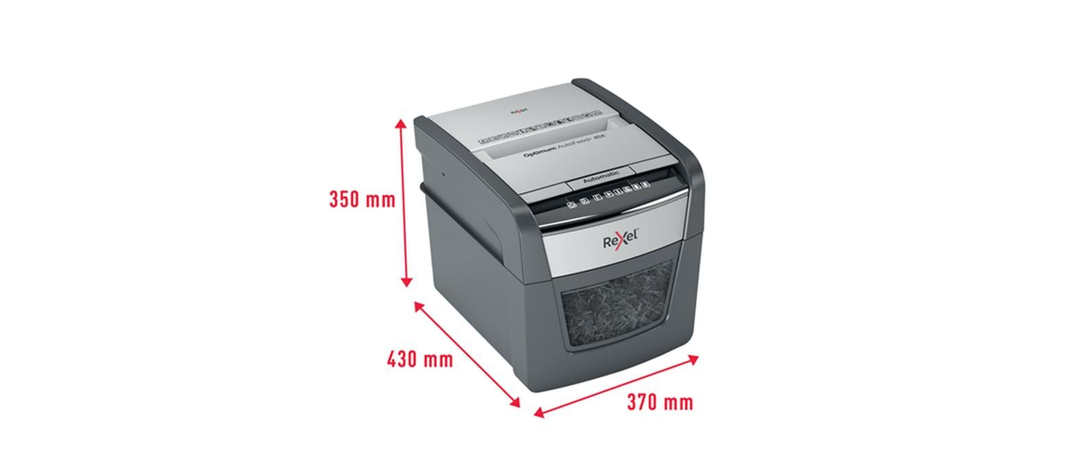 Rexel Optimum AutoFeed+ 45X – Aktenvernichter mit Autofeed 45 Blatt, DIN P-4, Partikelschnitt 4 × 28 mm, 20 l