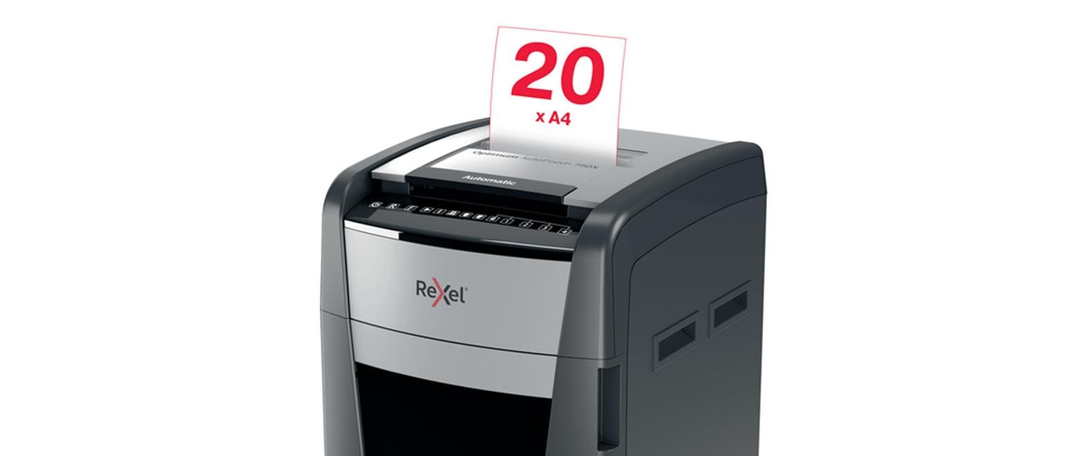 Rexel Optimum AutoFeed+ 750X – Aktenvernichter mit Autofeed 750 Blatt, DIN P-4, Partikelschnitt 4 × 30 mm, 140