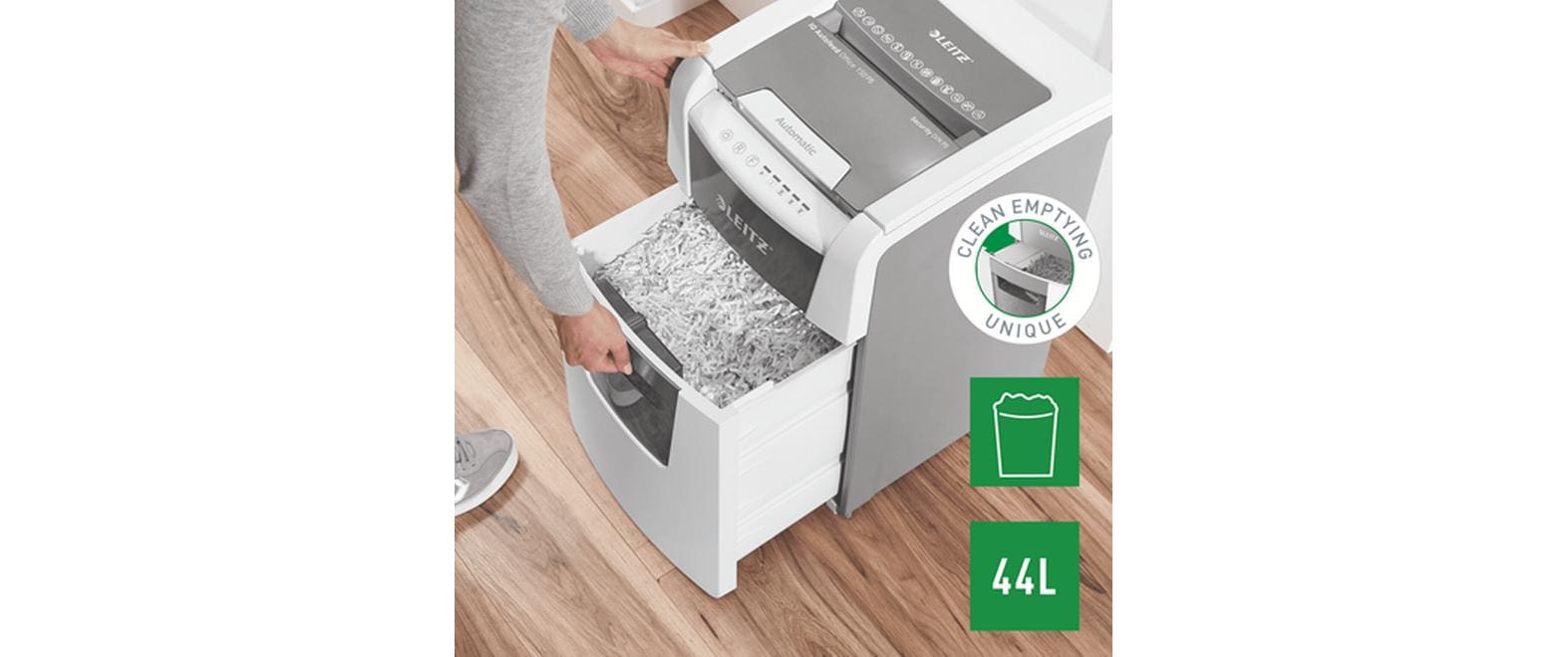 Leitz bürogeräte Leitz IQ Autofeed Office150 – Aktenvernichter mit Autofeed 150 Blatt, DIN P-5, Mikroschnitt 2 × 15 mm, 44 l