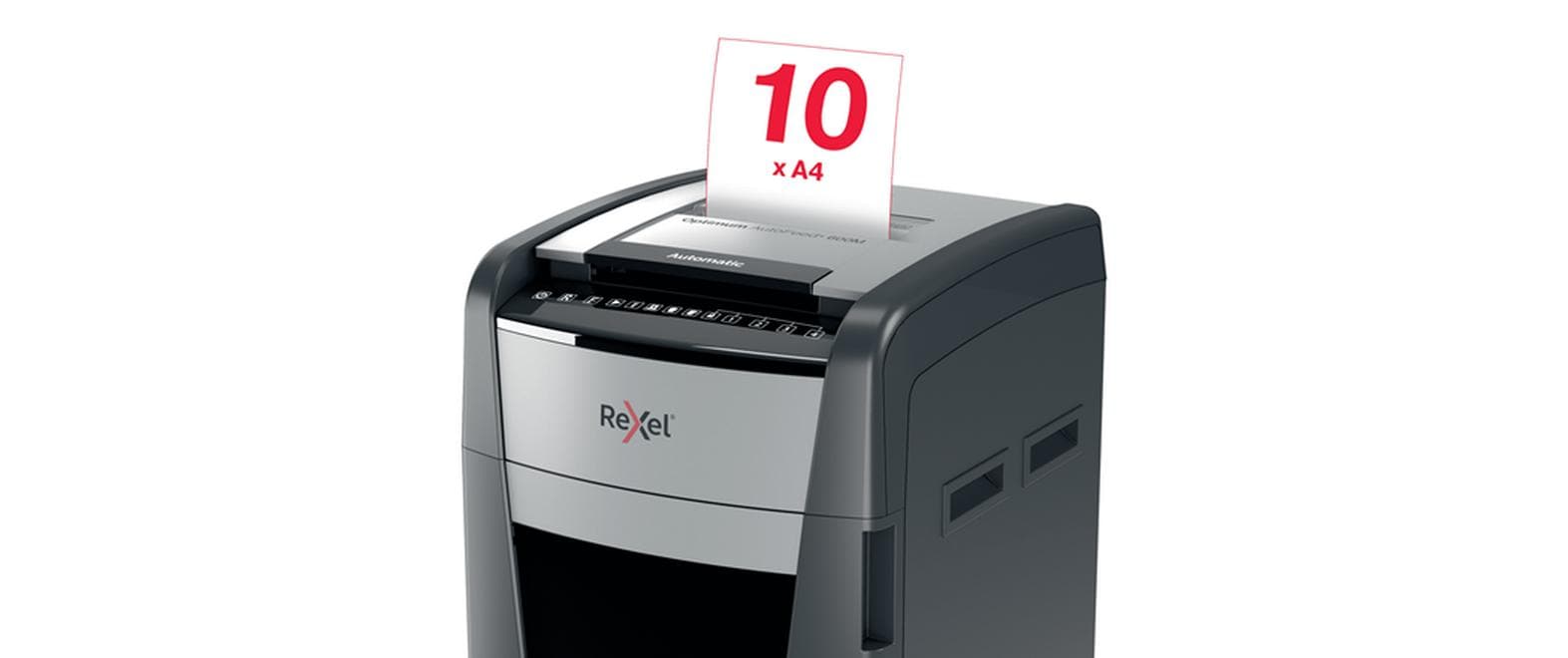 Rexel Optimum AutoFeed+ 600M – Aktenvernichter mit Autofeed 600 Blatt, DIN P-5, Mikroschnitt 2 × 15 mm, 110 l