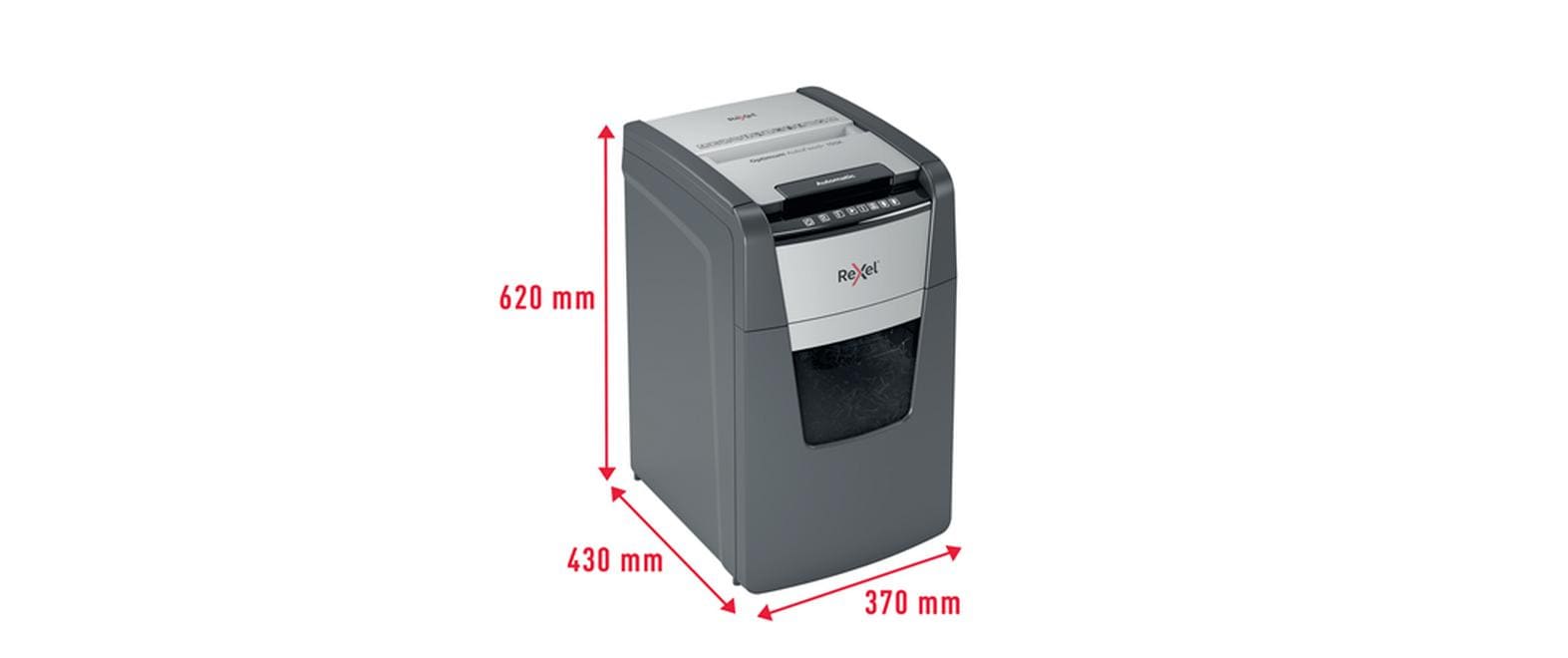 Rexel Optimum AutoFeed+ 150X – Aktenvernichter mit Autofeed 150 Blatt, DIN P-4, Partikelschnitt 4 × 28 mm, 44