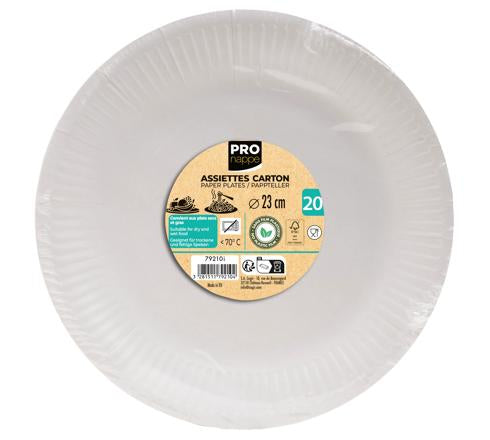 PRONAPPE PRO nappe Teller, Papier/Karton – Ø 23 cm, weiss – FSC – 20 Stk.