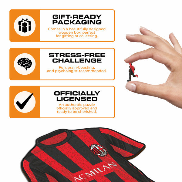 Iconic Puzzles Puzzle AC Milan – 150 Teile – 21 × 25 cm – ab 10 J. – Holz – schwarz/rot