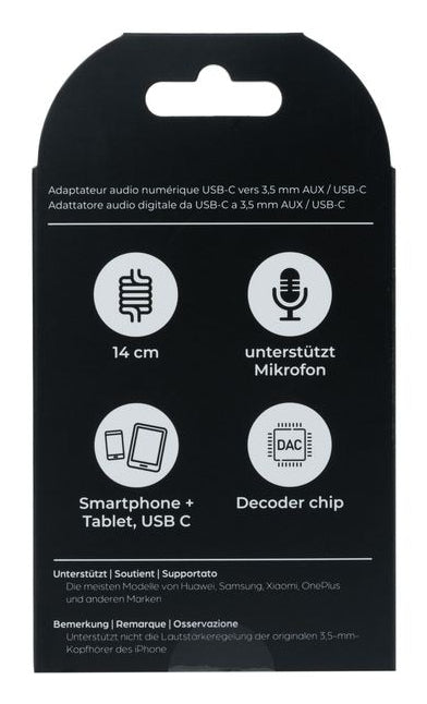 ONIT Multi-Kabel – 2-in-1 USB-C auf 3,5 mm Klinke/USB-C 0,14 m, PD 60 W, Schwarz – für USB-C Geräte