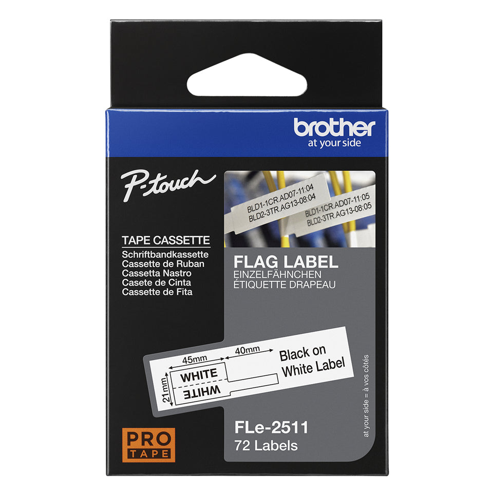 Brother FLE-2511 Schriftband – Schwarz auf Weiss – 30 mm – für Brother