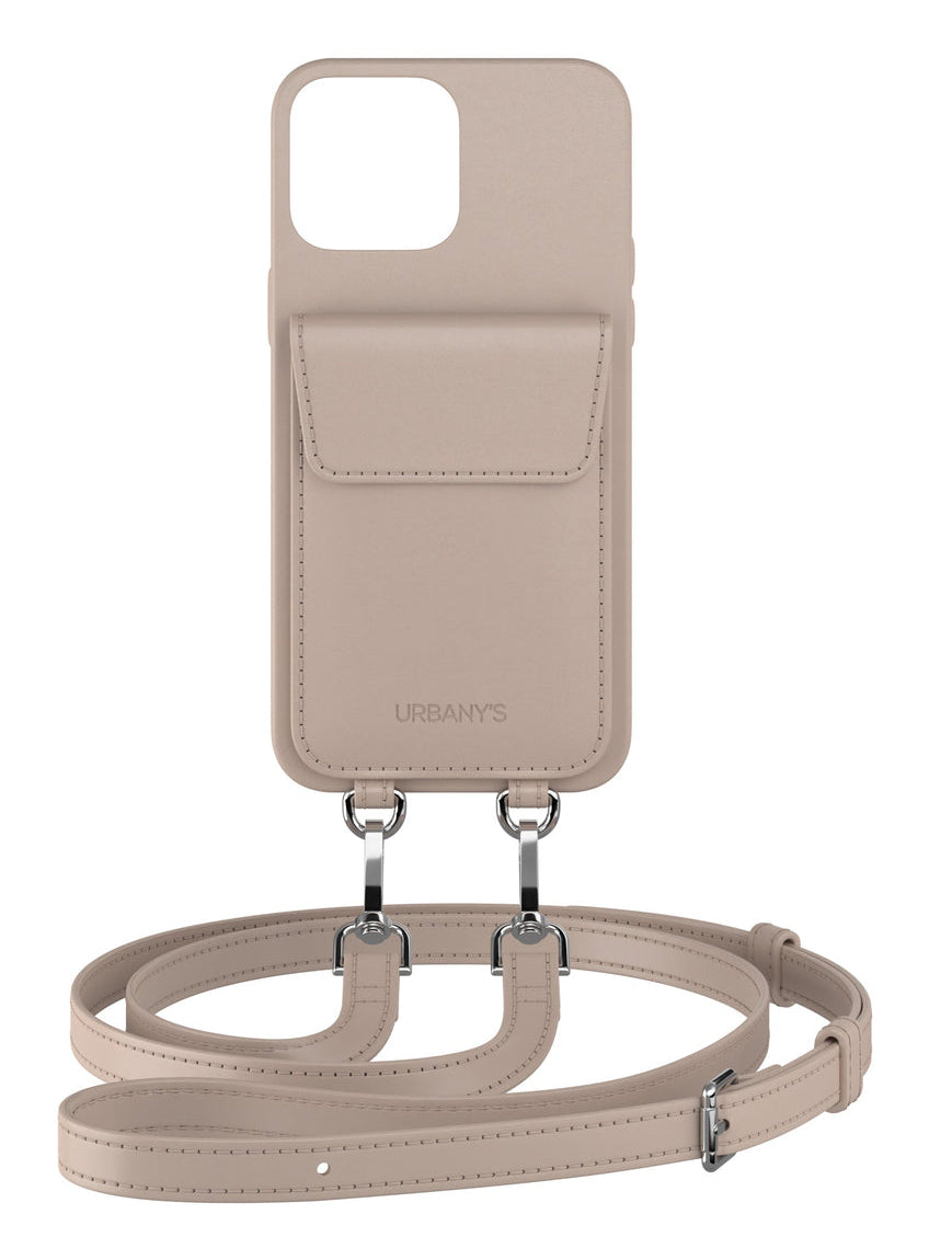 Urbany's Urbanys – Halskette-Hülle – für Apple iPhone 16 Plus – Beach Beauty – Recycling-Leder, mit Kartenfach