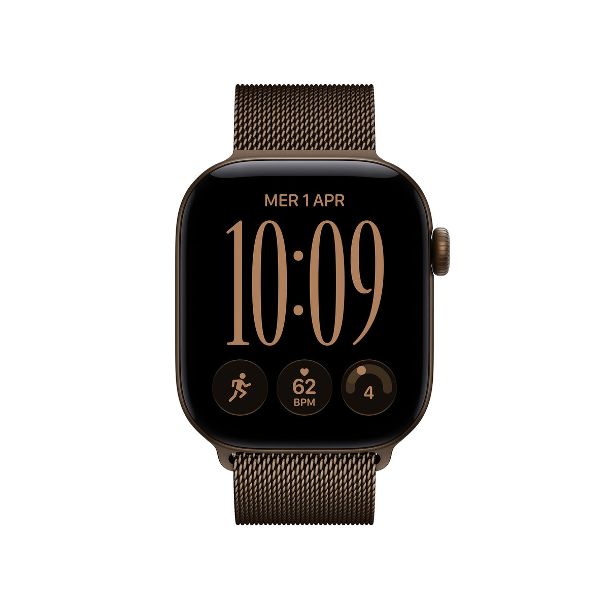 Apple Watch Series 12 42 mm GPS – Aluminium Bronze, Milanese Loop Bronze, 50 m, für iPhone