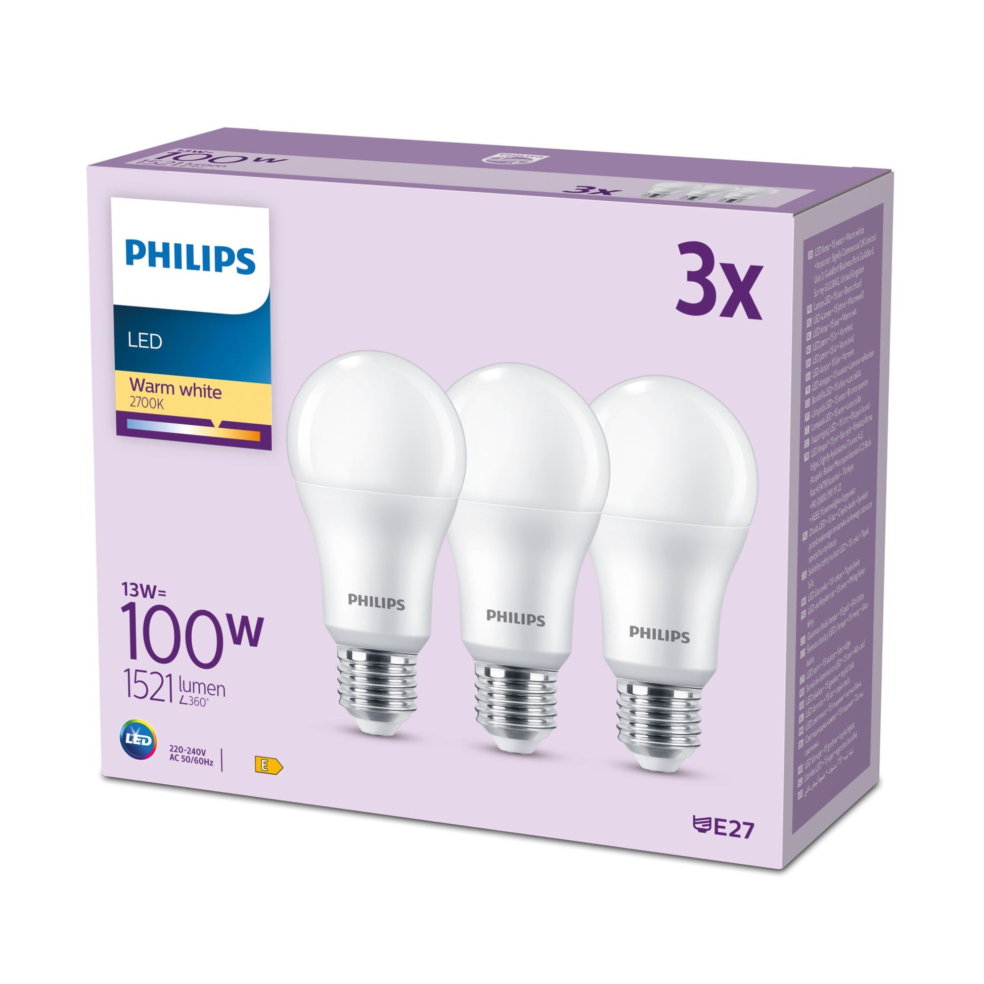 Philips by Signify Philips Leuchtmittel E27 A-Form – Warmweiss 2700 K, 1521 lm, 13 W