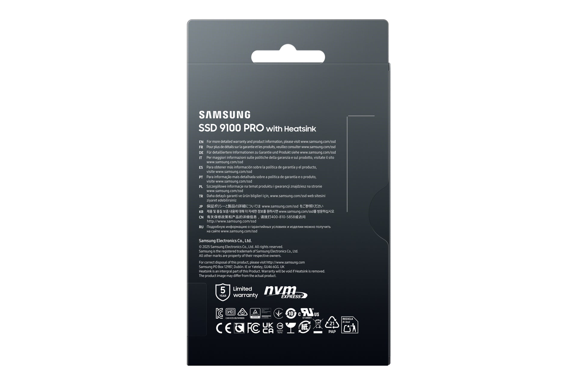 Samsung 9100 PRO Kühlkörper – M.2 2280 NVMe PCIe 5.0 – 14.7/13.4 GB/s