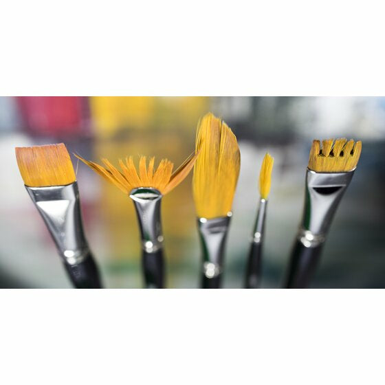 Derwent Aquarellpinsel-Set – schwarz, silber, 6er-Pack, sortierte Pinselformen