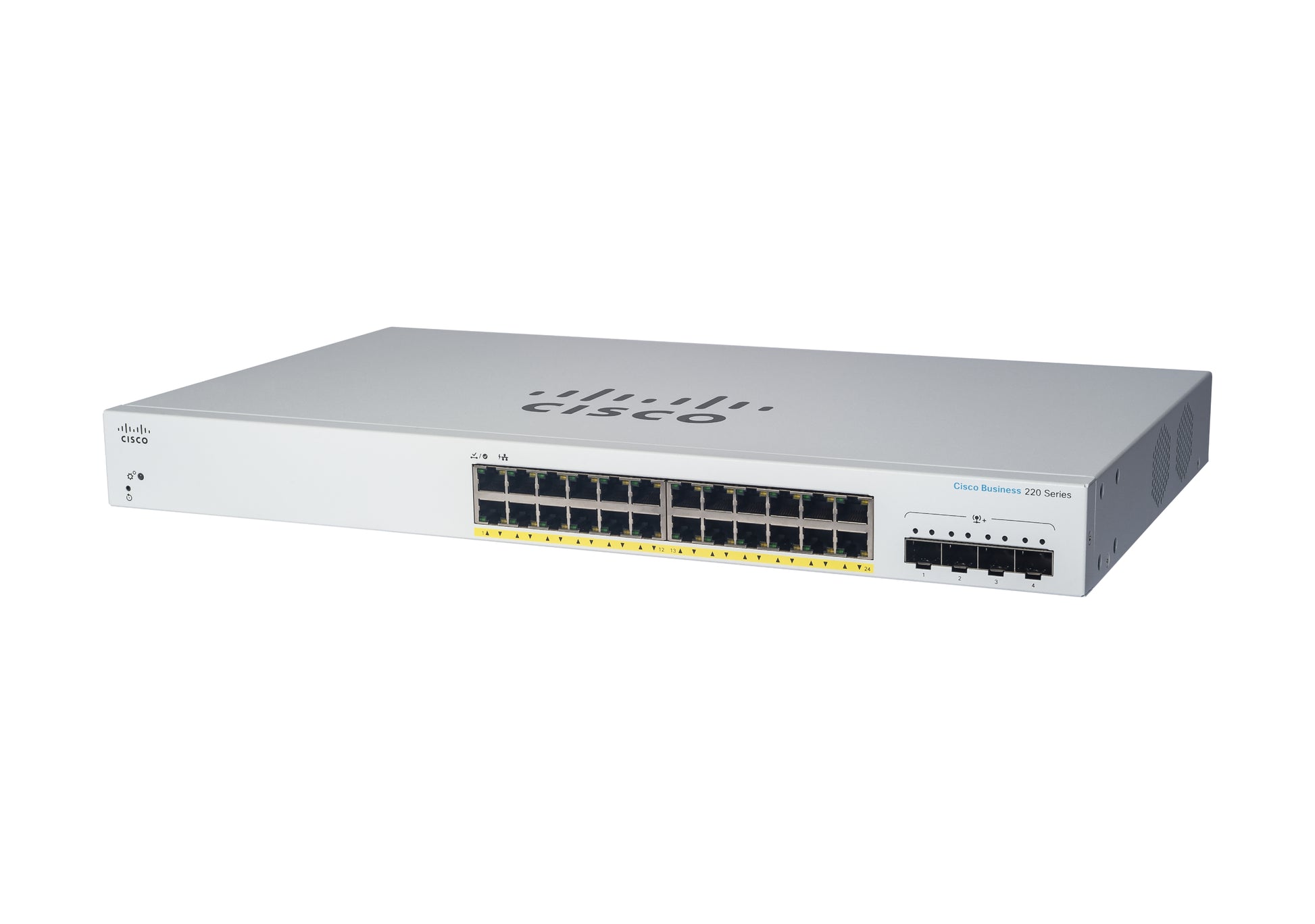 Cisco CBS220-24FP4GEU-RF – Managed Switch – 24×GbE, 4×SFP, L2, PoE+ 382 W, 1U
