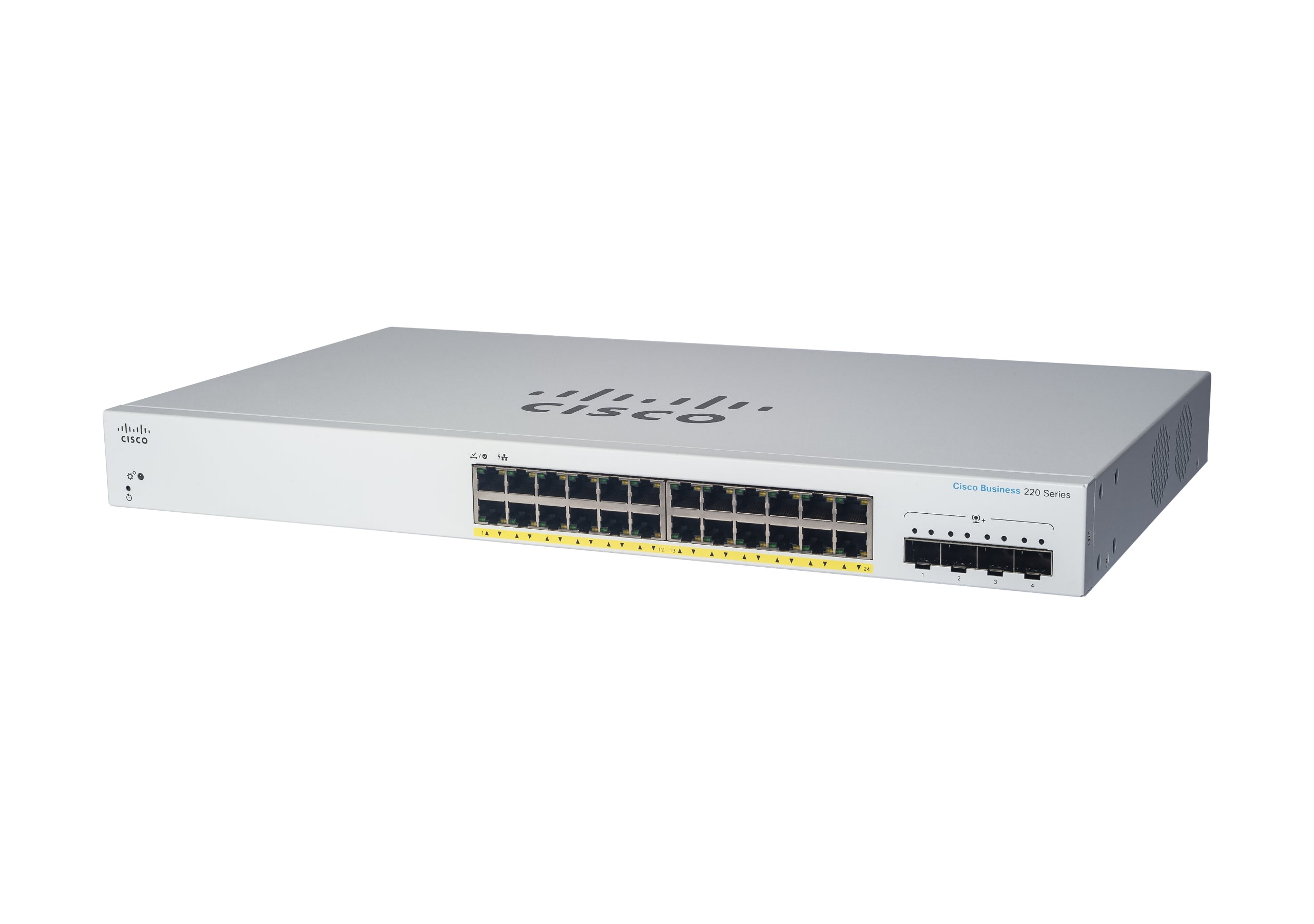Cisco CBS220-24P-4G – Managed Switch – 24×GbE, 4×SFP, L2, PoE 195 W, 1U
