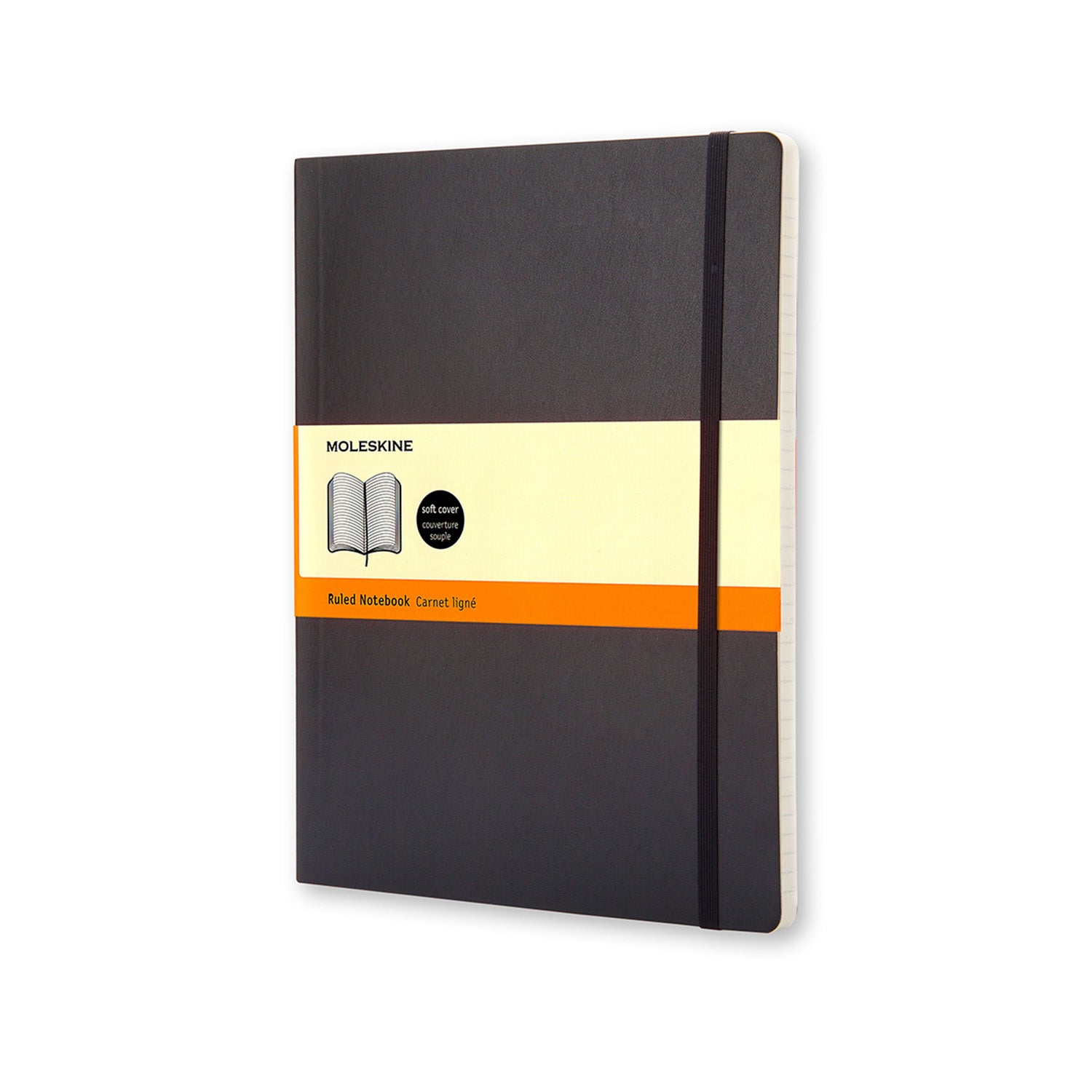 Moleskine Notizbuch, 190 × 250 mm, liniert, Leimbindung, Softcover, 192 Seiten, 70 g/m² – schwarz