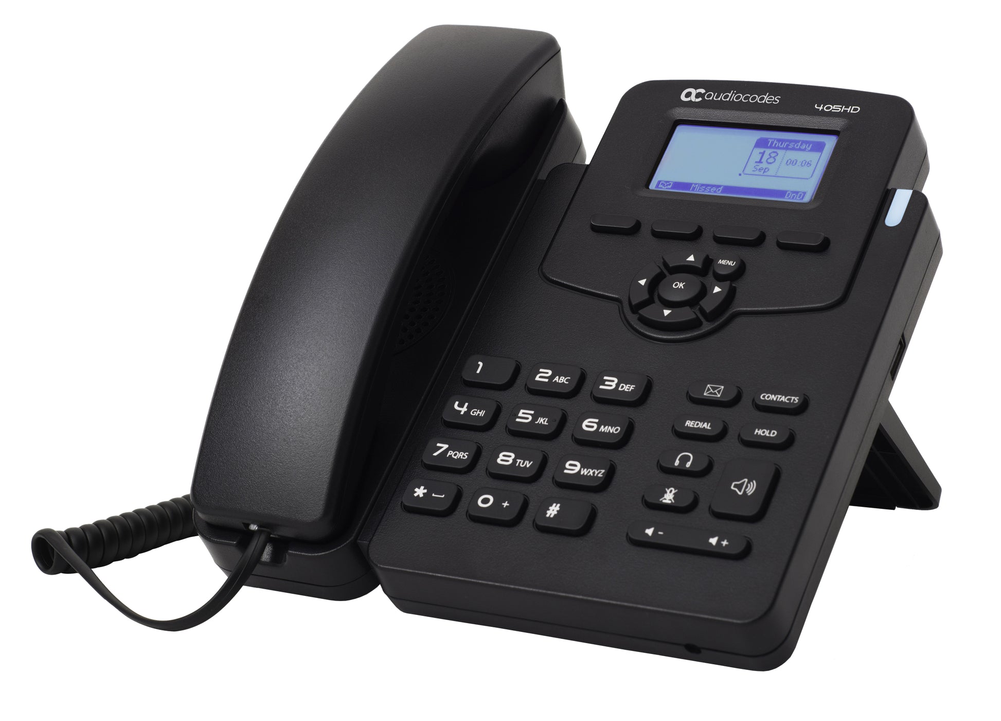 AudioCodes 405 – IP-Telefon, PoE, mit externem Netzteil, 2× LAN (RJ45), schwarz