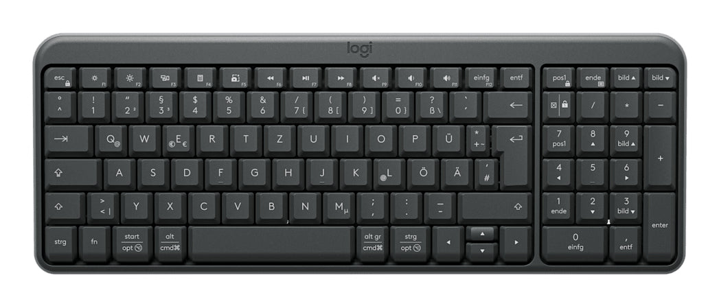 Logitech K250 – Tastatur – Bluetooth & 2,4 GHz – QWERTZ (DE) – Graphit