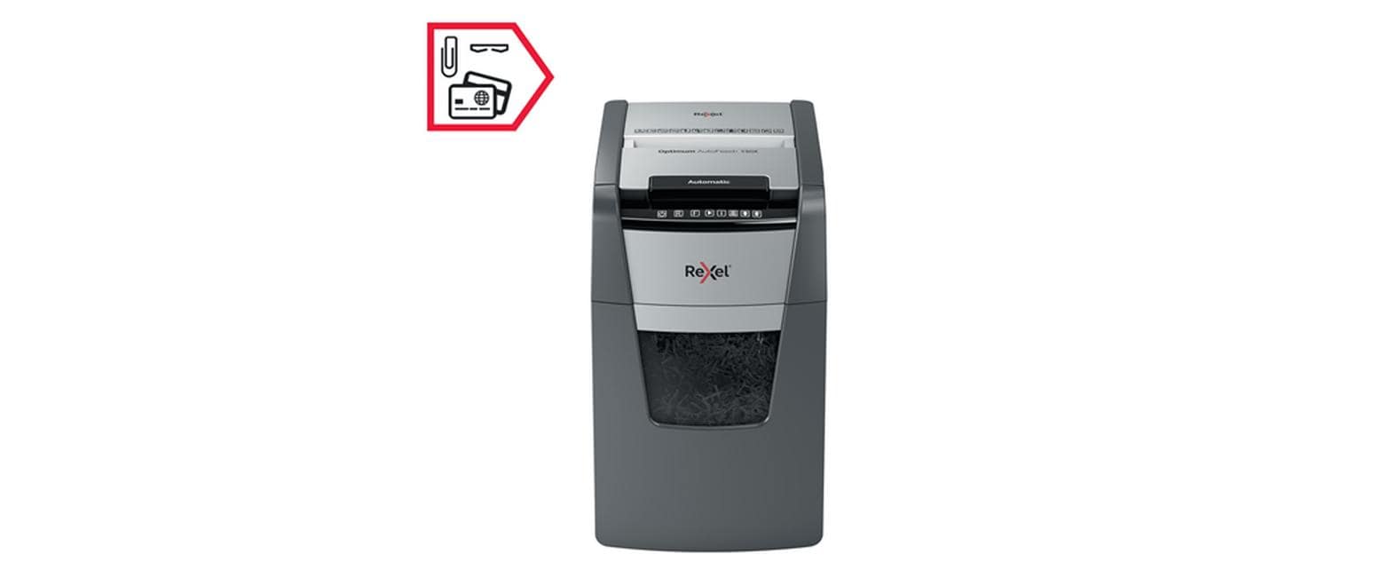 Rexel Aktenvernichter mit Autofeed 130 Blatt, DIN P-4, Partikelschnitt 4 × 28 mm, 44 l