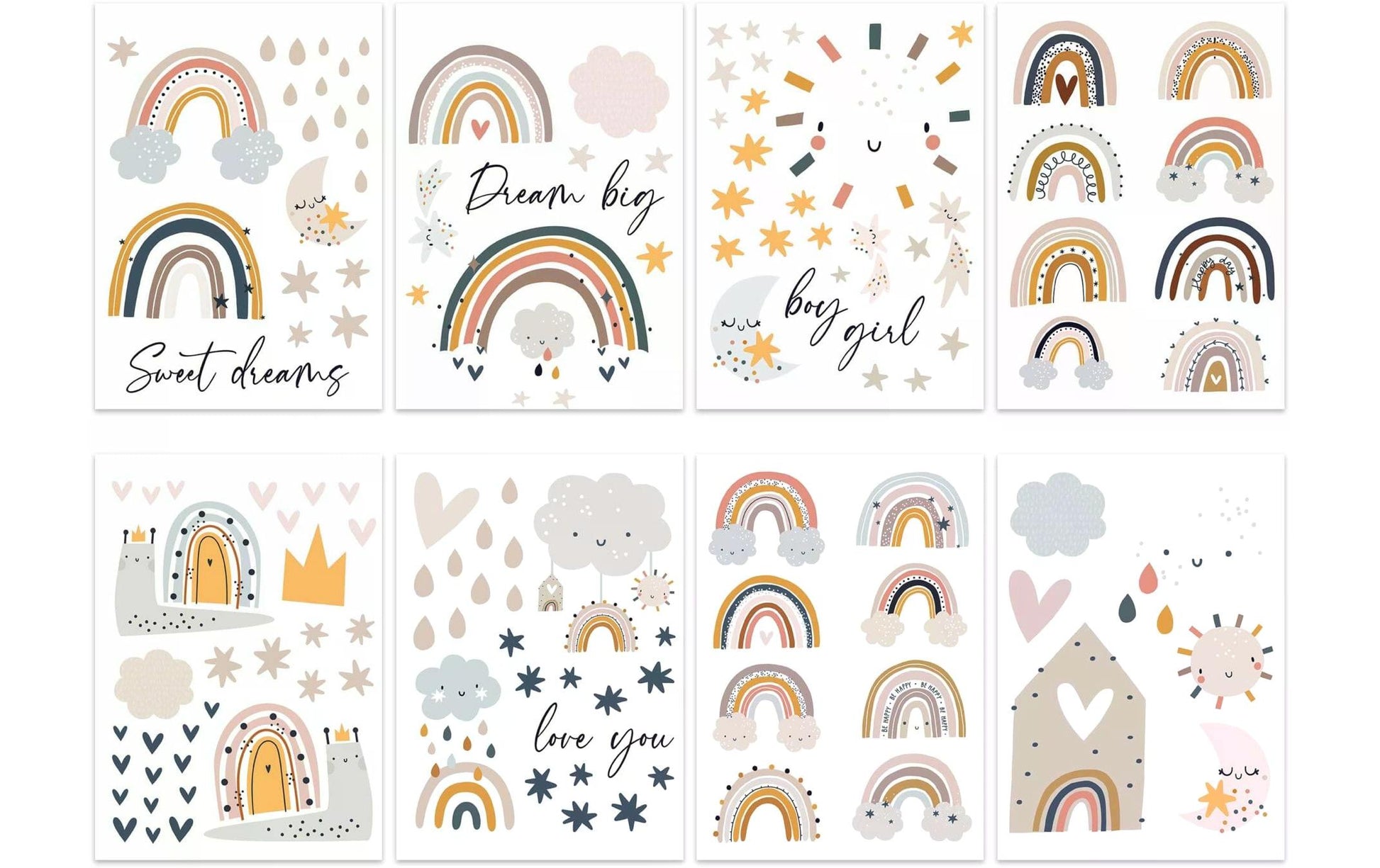 Papierdrachen Wandtattoo-Set – 22 × 30 cm, 8 Blätter – Papier, Mehrfarbig