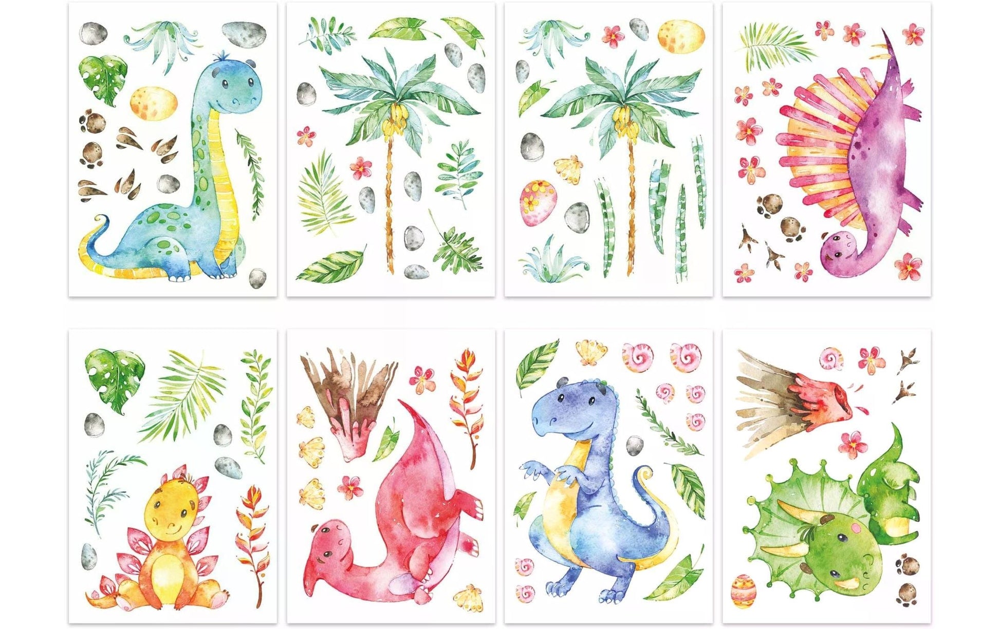 Papierdrachen Wandtattoo-Set – 22 × 30 cm – 8-teilig – Papier, mehrfarbig