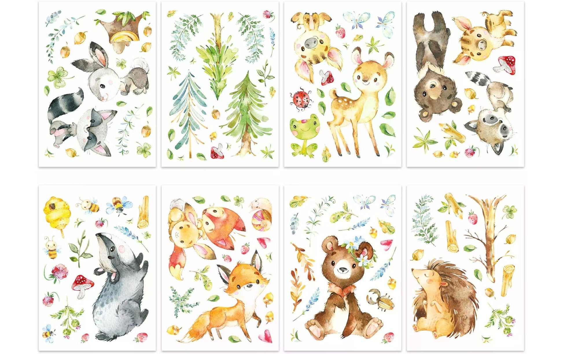 Papierdrachen Wandtattoos-Set – für 22 × 30 cm – Papier, mehrfarbig, 8-teilig