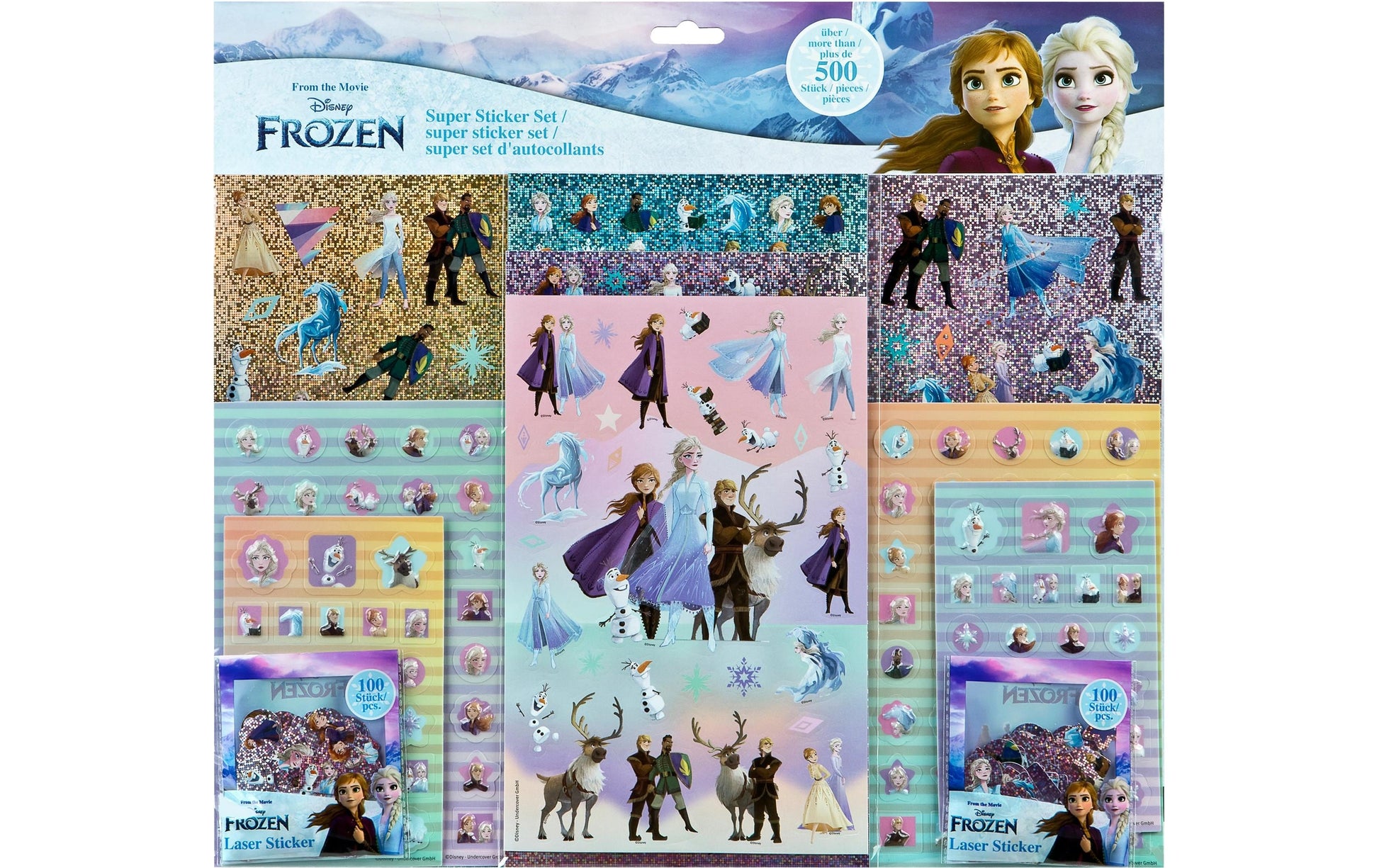 Undercover Sticker, Frozen, mehrfarbig, 500 Stk, 39 × 42 cm