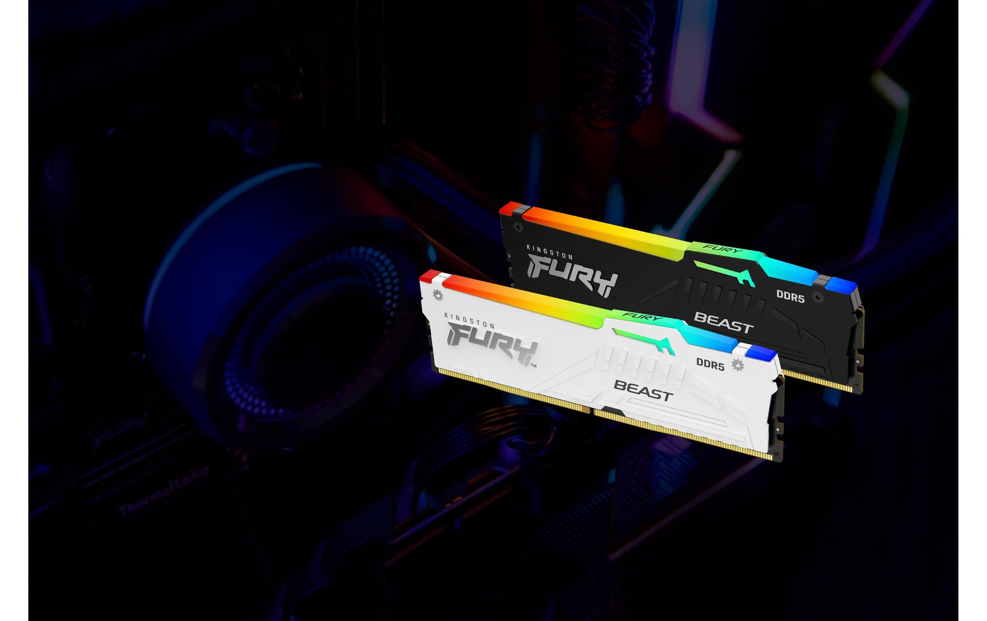 Kingston Technology Kingston FURY Beast – 64 GB (2×32 GB) DDR5-6400 CL32, 288‑Pin DIMM, EXPO, RGB, Schwarz