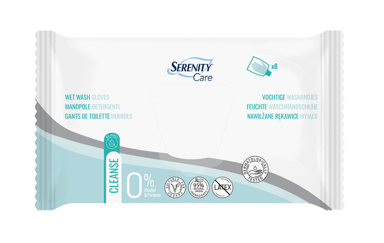 Serenity-care Feuchte Waschhandschuhe – Beutel – 8 Stk.