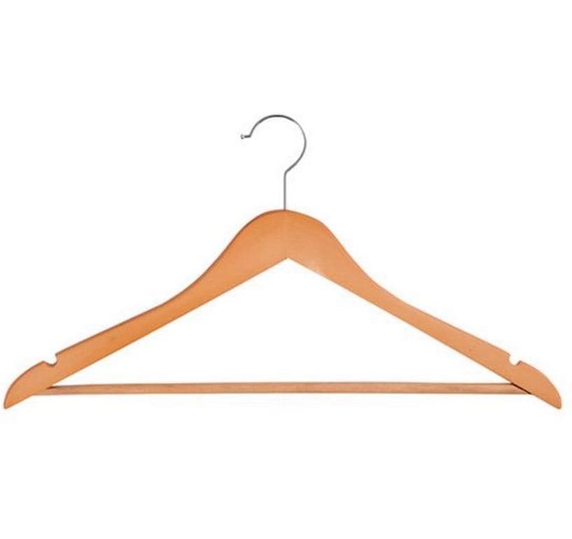 MSV Kleiderbügel 440 mm – Holz – Beige – 10 Stück