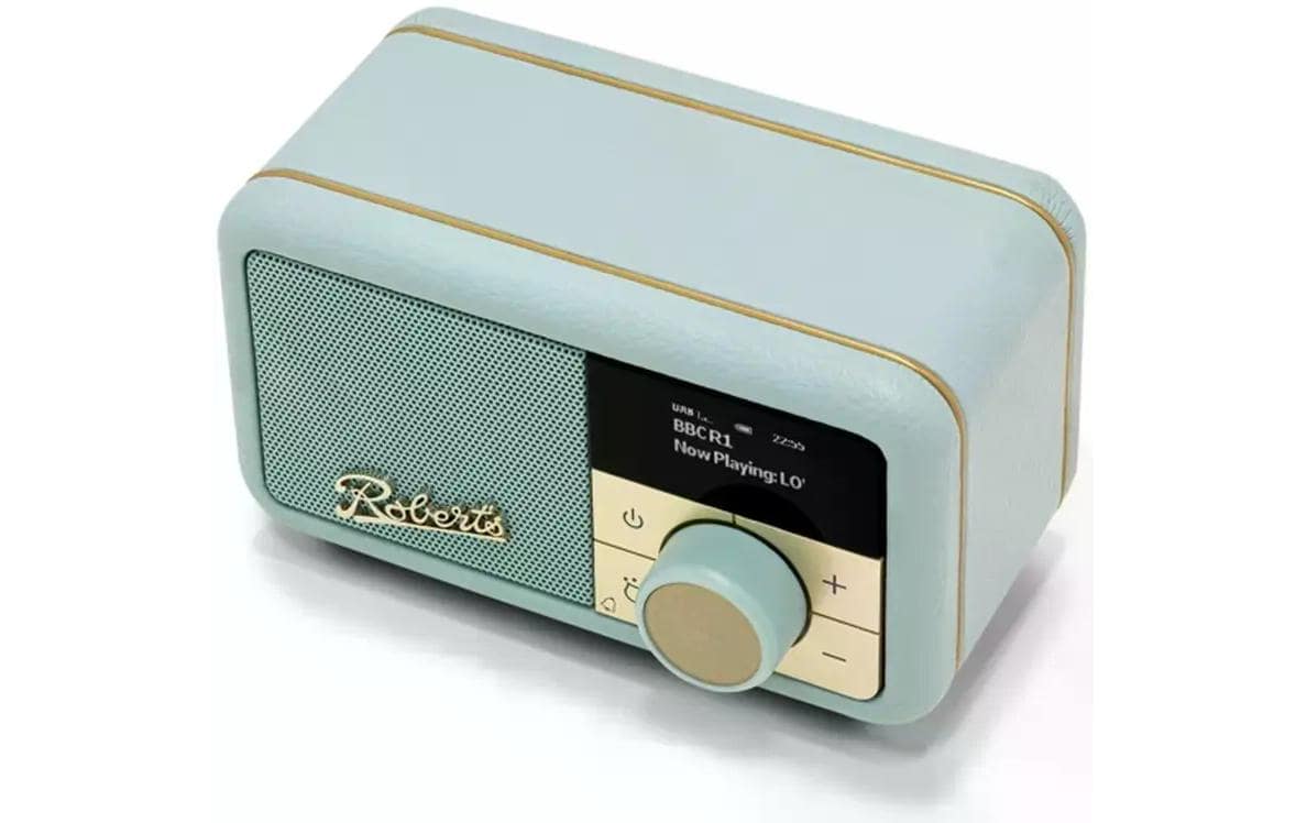 Roberts Radio Revival Petite 2 – DAB-/Internetradio – Portabel – DAB+, FM, Bluetooth, Akkubetrieb – Blaugrau