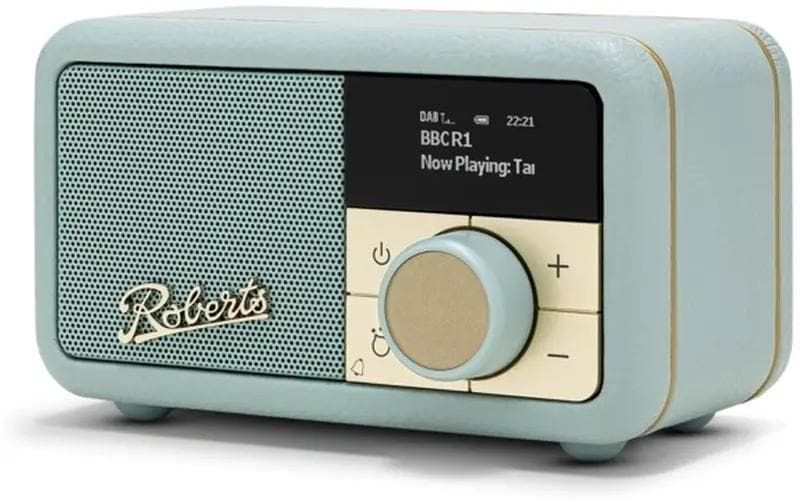 Roberts Radio Revival Petite 2 – DAB-/Internetradio – Portabel – DAB+, FM, Bluetooth, Akkubetrieb – Blaugrau