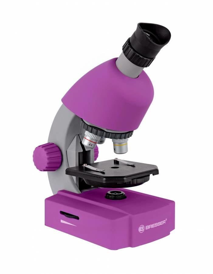 Bresser Optics Optisches Mikroskop Junior – 40–640×, LED, 3× AA, violett