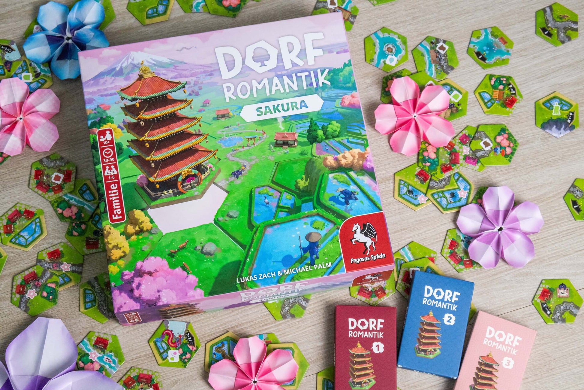 Pegasus Dorfromantik Sakura Brettspiel, 1–6 Spieler, ab 10 J., 30 Min., DE