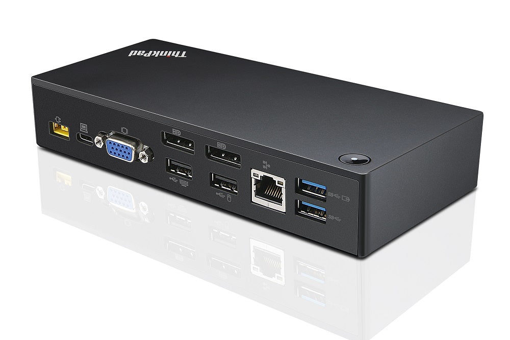 Lenovo 40A90090DK Dockingstation – USB-C, 2× DP, 1× VGA, 5× USB-A, GbE, 3,5 mm Audio