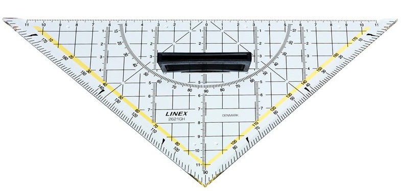 Linex Wandtafel-Geodreieck 45° – Hypotenuse 22,5 cm, Kunststoff, mit abnehmbarem Griff, Stärke 2 mm