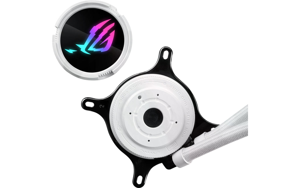 ASUS ROG STRIX LC III 360 ARGB WH – Flüssigkeitskühler – 360 mm Radiator, 3×120 mm Lüfter, LCD, Weiss
