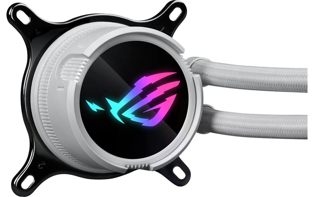ASUS ROG STRIX LC III 360 ARGB WH – Flüssigkeitskühler – 360 mm Radiator, 3×120 mm Lüfter, LCD, Weiss