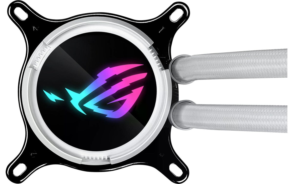 ASUS ROG STRIX LC III 360 ARGB WH – Flüssigkeitskühler – 360 mm Radiator, 3×120 mm Lüfter, LCD, Weiss