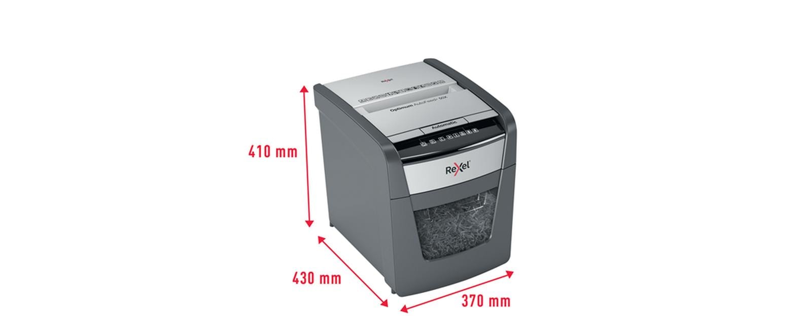 Rexel Optimum AutoFeed+ 50X – Aktenvernichter mit Autofeed 50 Blatt, DIN P-4, Partikelschnitt 4 × 28 mm, 20 l