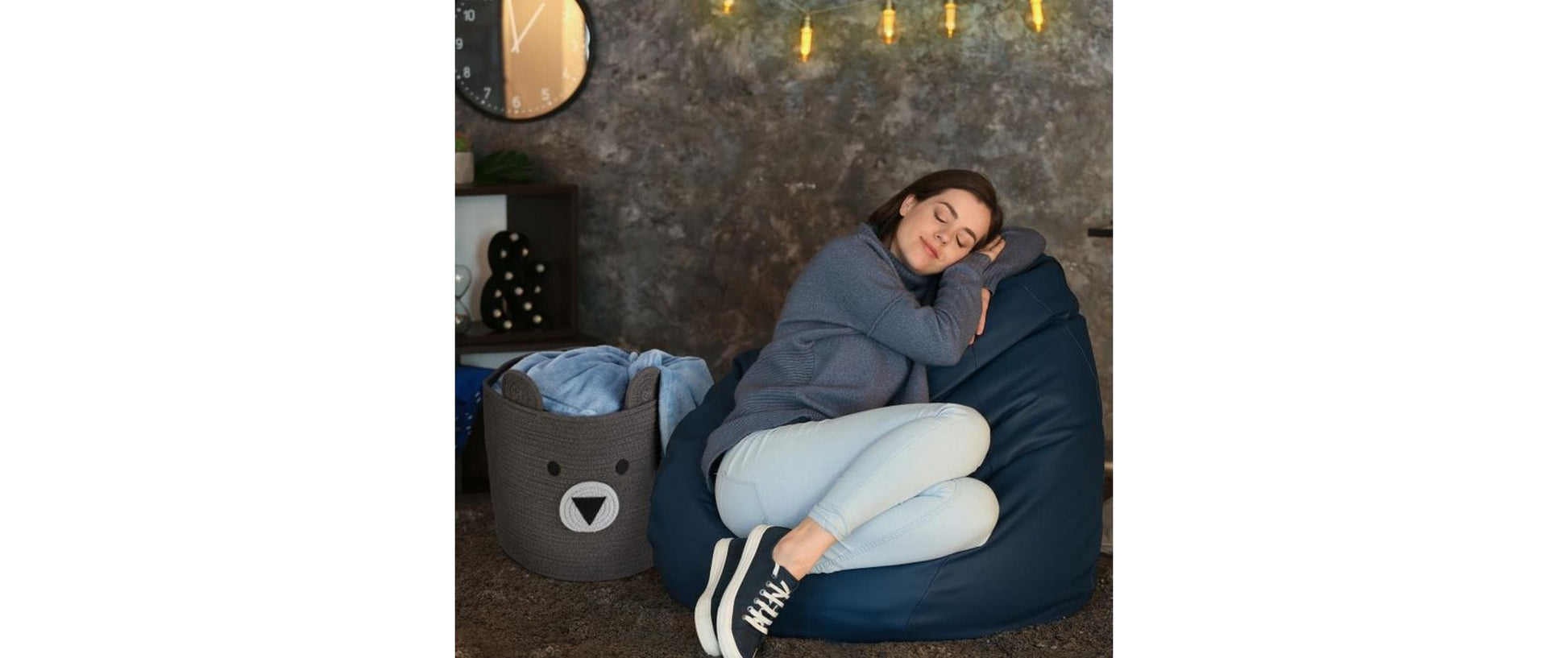 Relaxdays Aufbewahrungskorb 27 l – Baumwolle – Schwarz/Weiss – Ø 340 × 340 mm