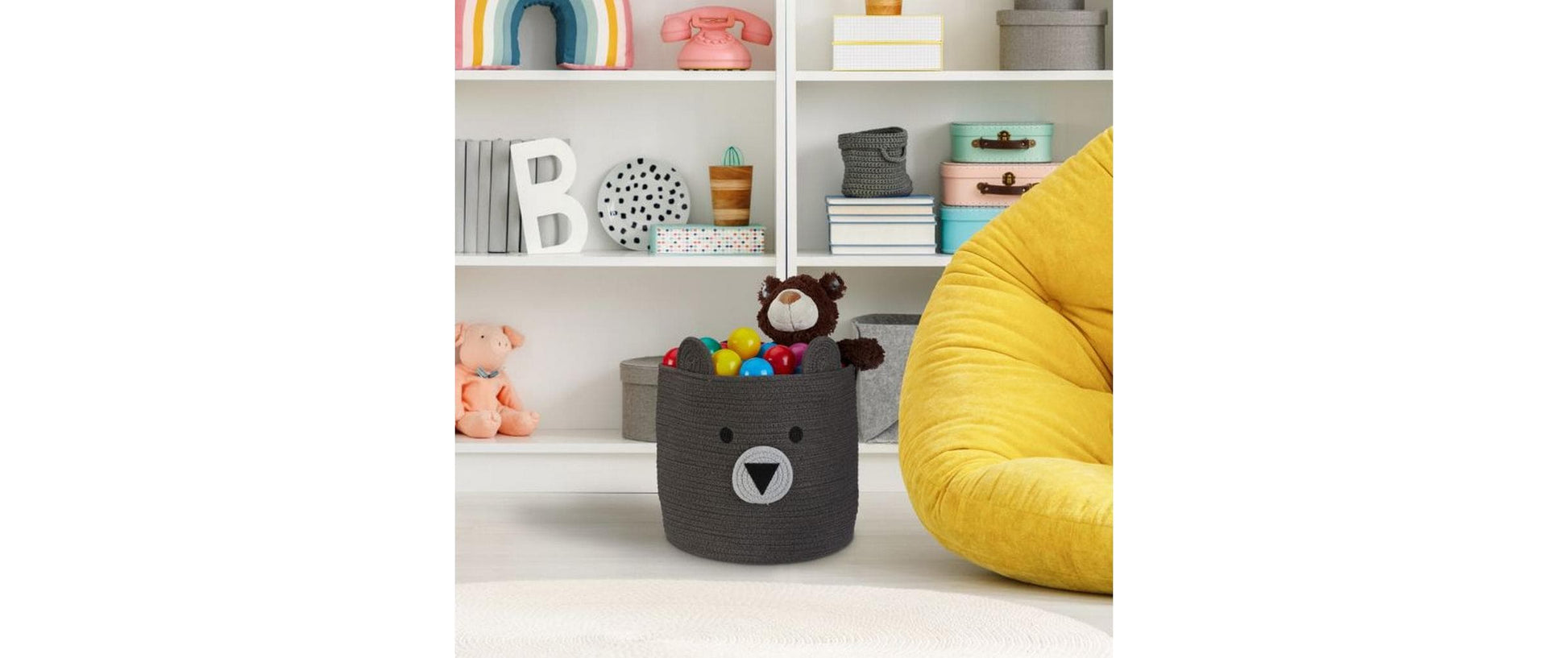 Relaxdays Aufbewahrungskorb 27 l – Baumwolle – Braun – Ø 340 × H 380 mm